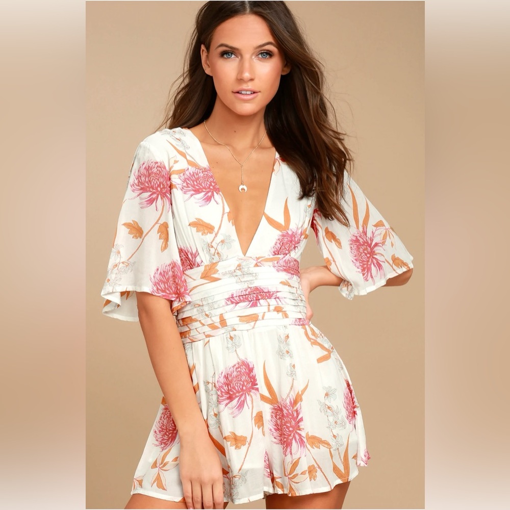 MINKPINK Day Dreamer White Floral Print Romper
